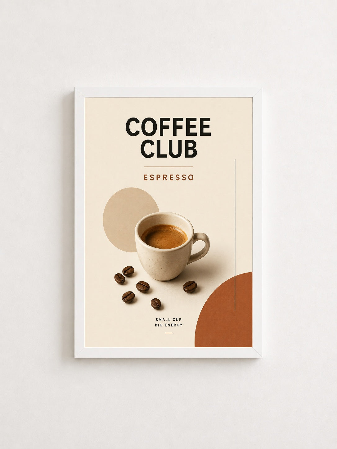 Coffee Club Keyfi – Modern Çerçeveli Poster — Beyaz Çerçeve — TabloLab
