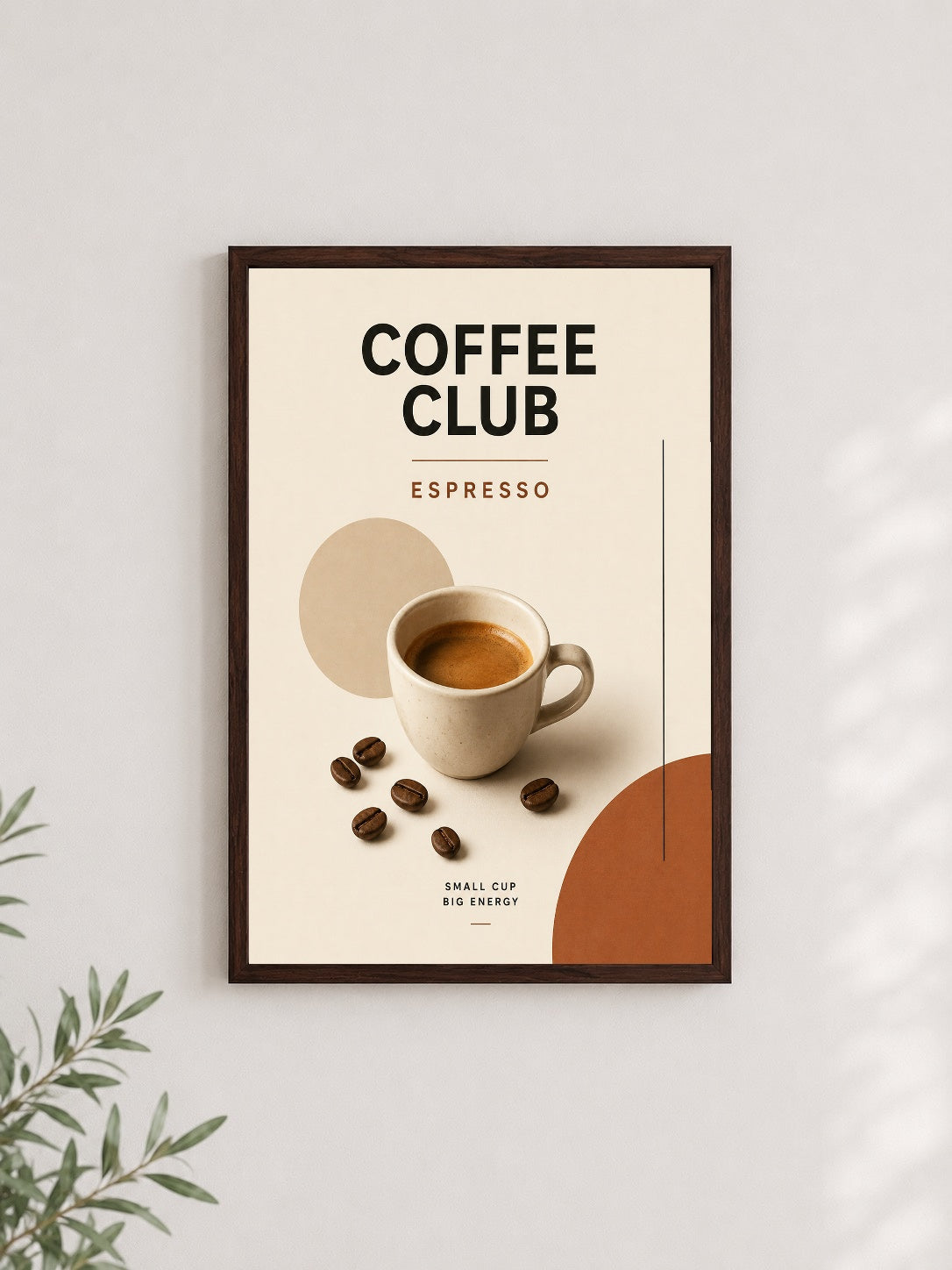 Coffee Club Keyfi – Modern Çerçeveli Poster — Ceviz Çerçeve — TabloLab