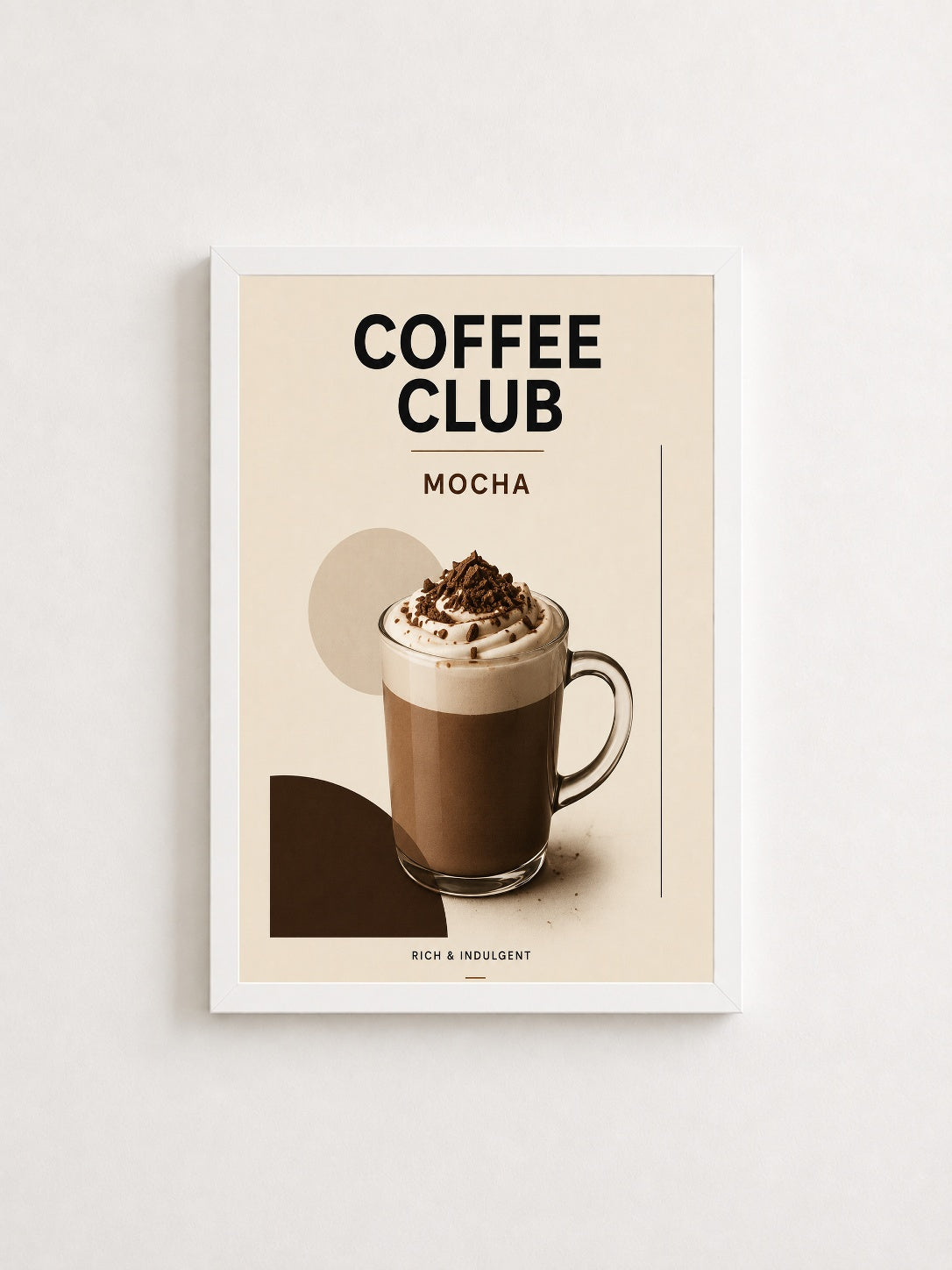 Coffee Club Mocha – Modern Çerçeveli Poster — Beyaz Çerçeve — TabloLab