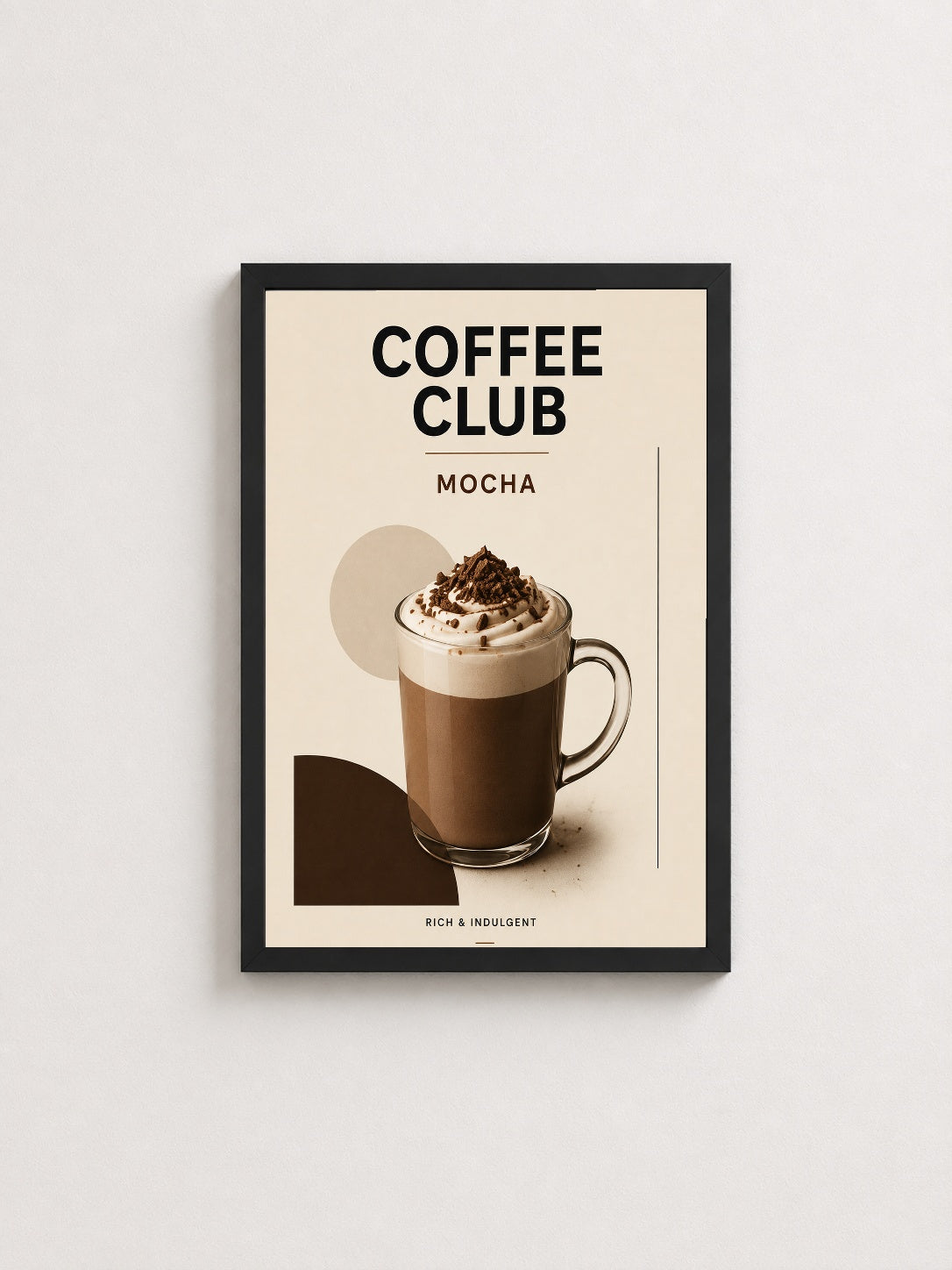 Coffee Club Mocha – Modern Çerçeveli Poster — Siyah Çerçeve — TabloLab