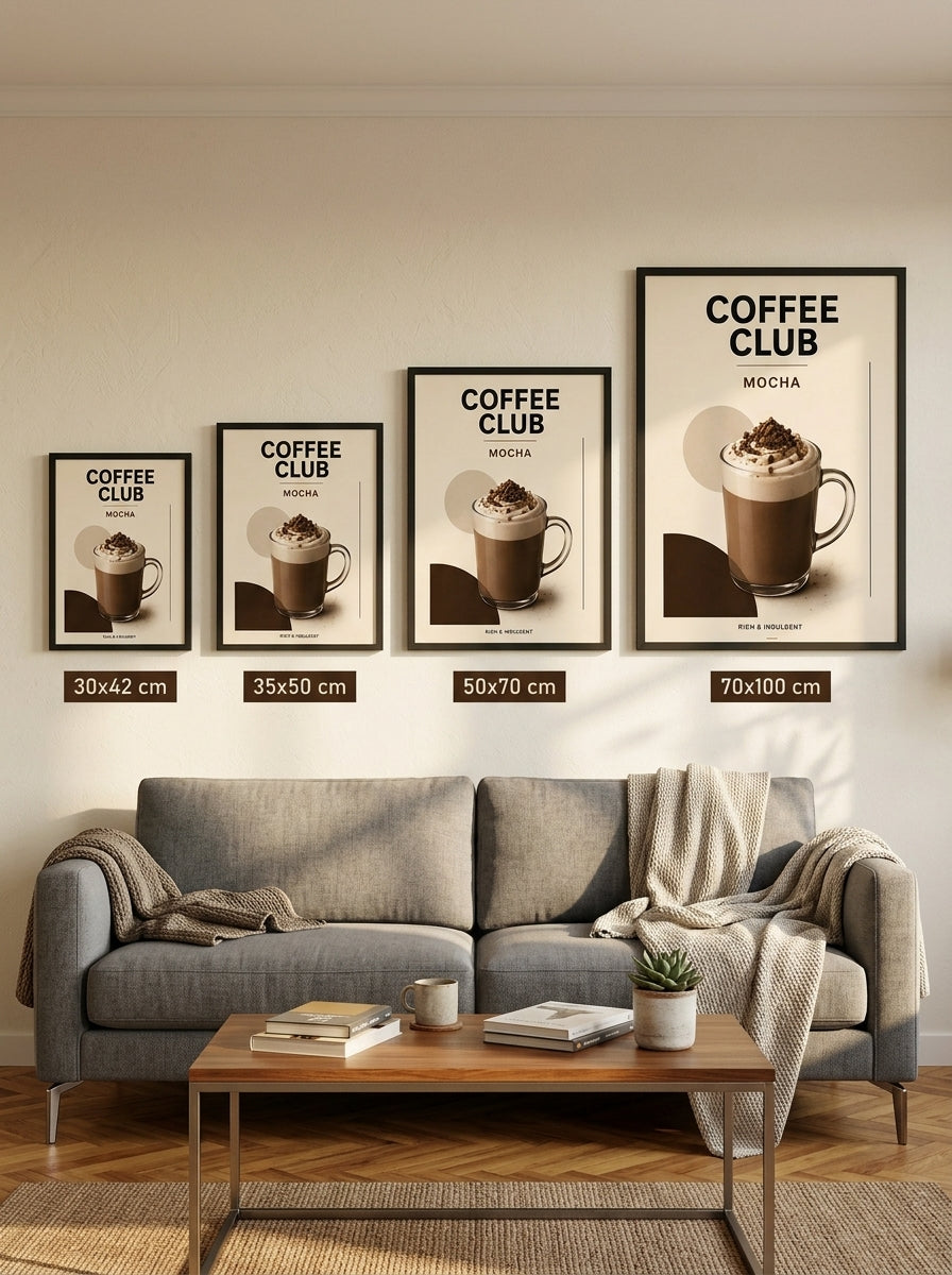 Coffee Club Mocha – Modern Çerçeveli Poster — Siyah Çerçeve — TabloLab
