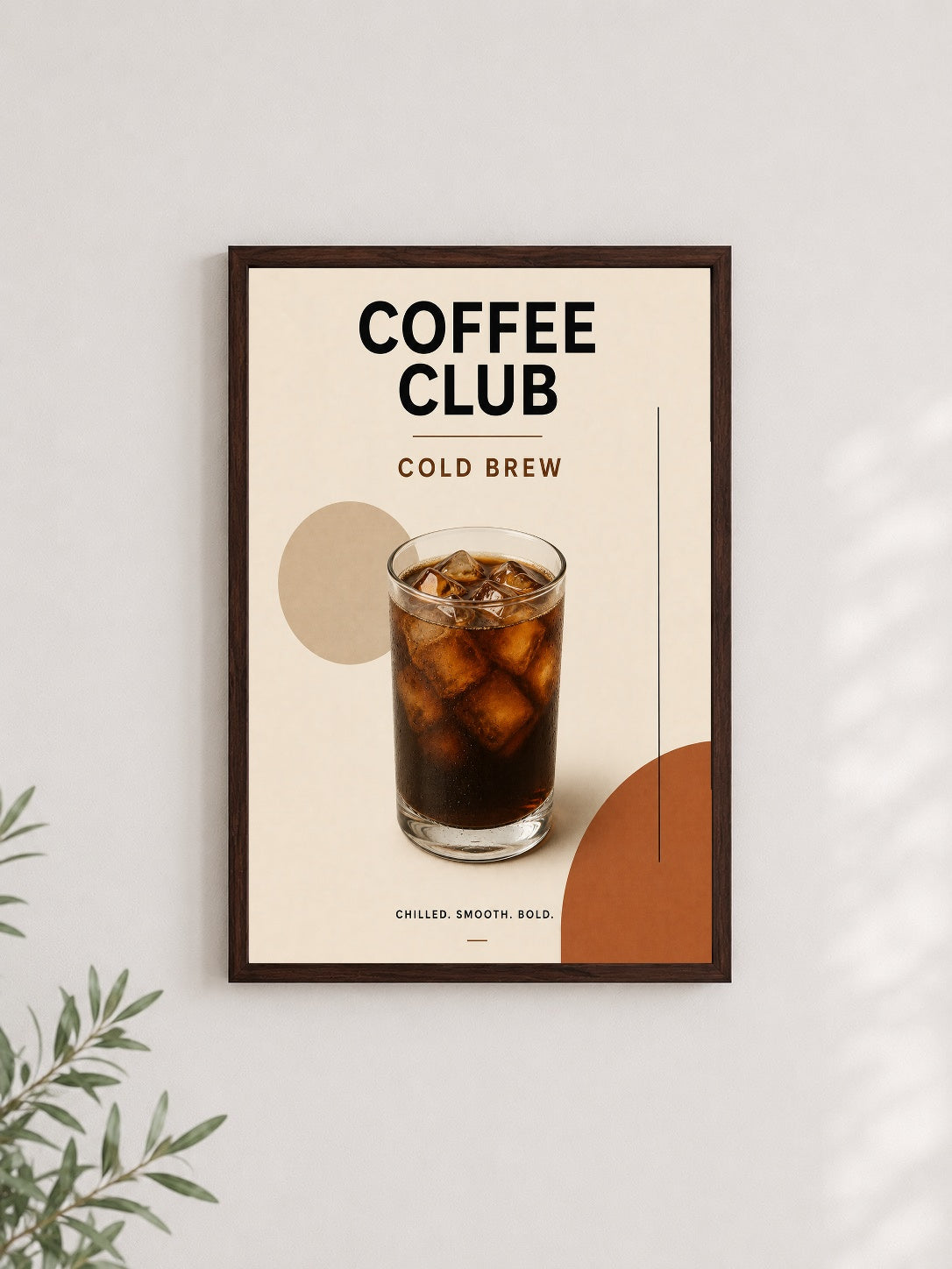 Coffee Club Soğuk Demleme – Modern Çerçeveli Poster — Ceviz Çerçeve — TabloLab