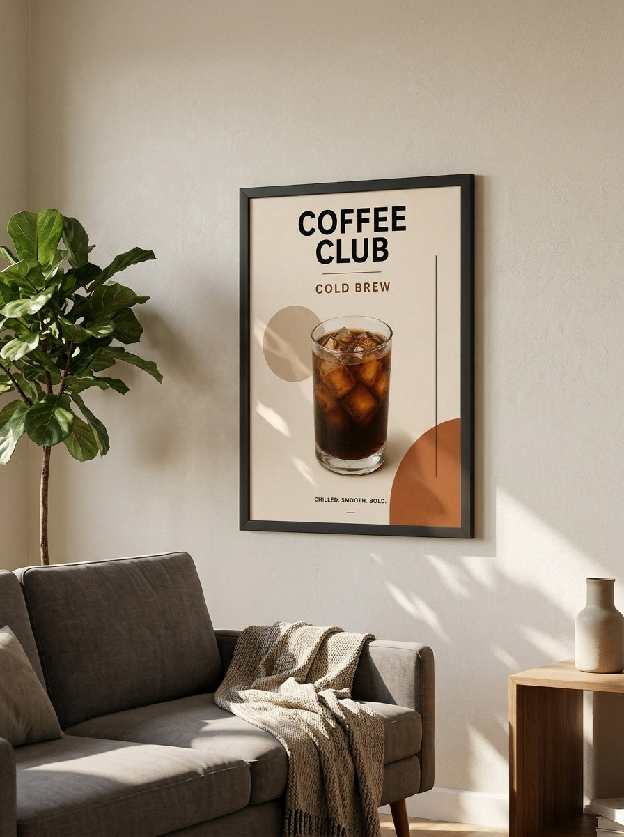 Coffee Club Soğuk Demleme – Modern Çerçeveli Poster — Siyah Çerçeve — TabloLab