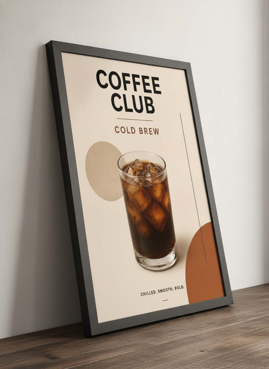 Coffee Club Soğuk Demleme – Modern Çerçeveli Poster — Siyah Çerçeve — TabloLab