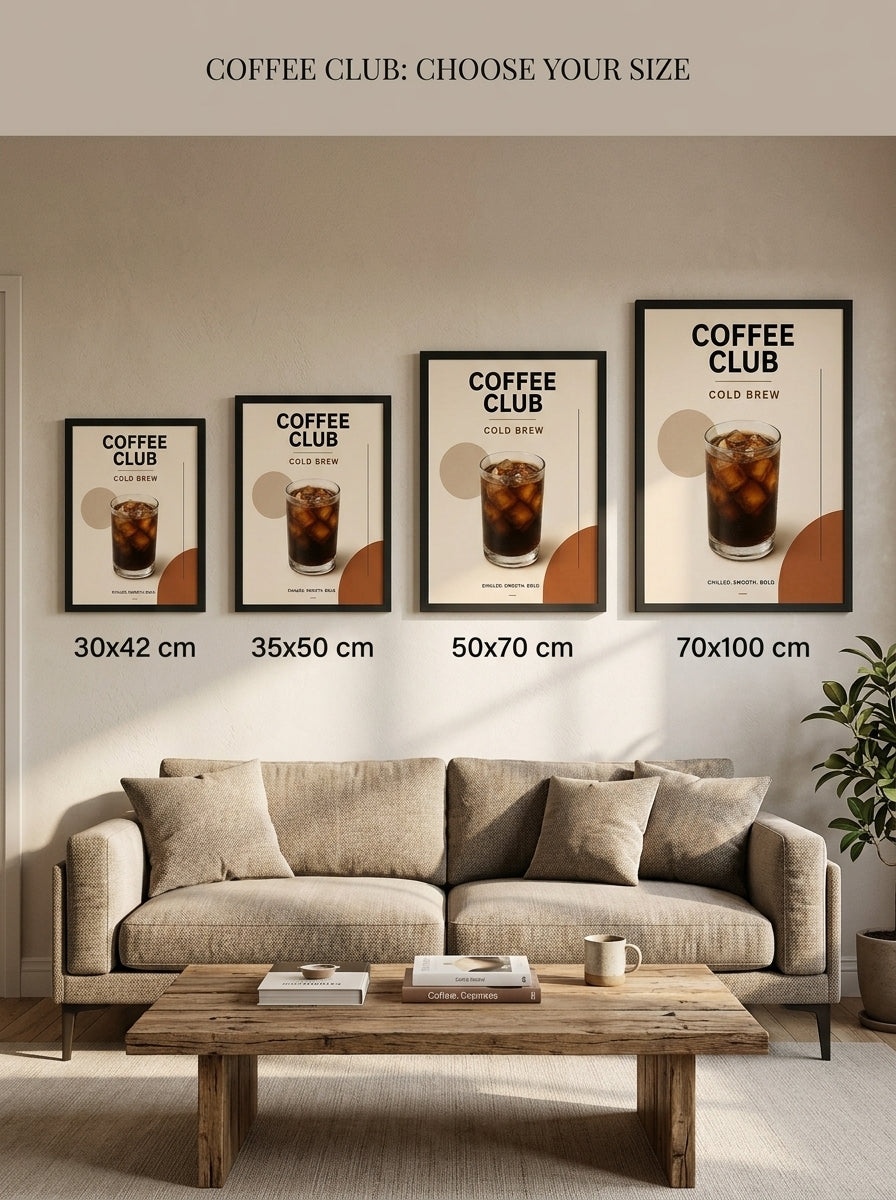 Coffee Club Soğuk Demleme – Modern Çerçeveli Poster — Siyah Çerçeve — TabloLab