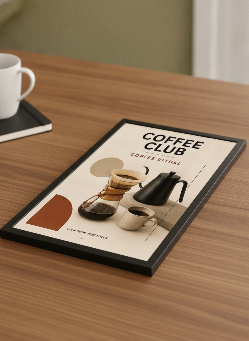Coffee Ritual – Modern Çerçeveli Poster — Siyah Çerçeve — TabloLab