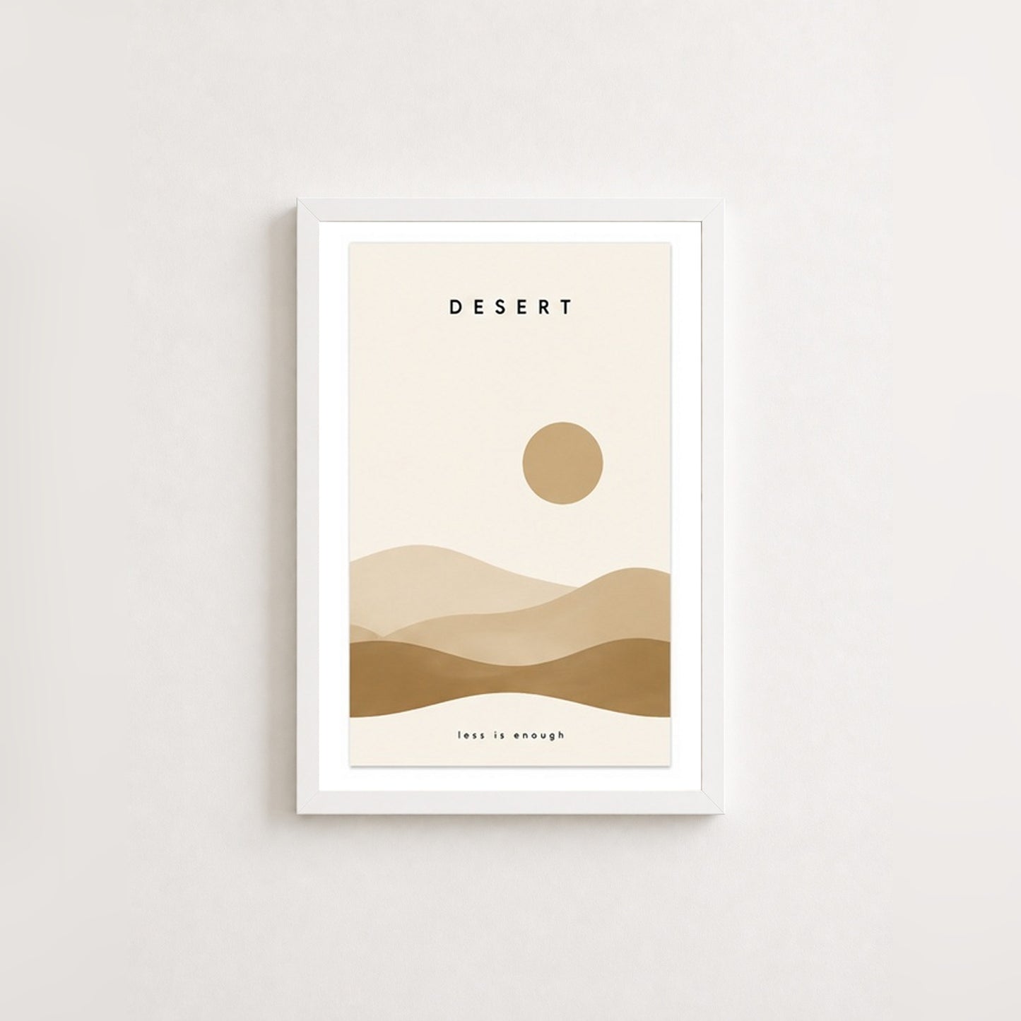 Çöl Huzuru – Minimal Çerçeveli Poster — Beyaz — Paspartulu — TabloLab