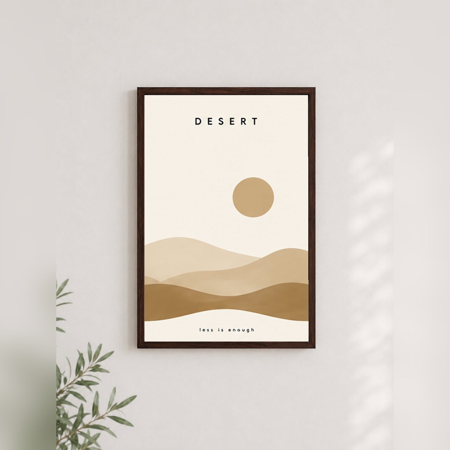 Çöl Huzuru – Minimal Çerçeveli Poster — Ceviz — Paspartusuz — TabloLab