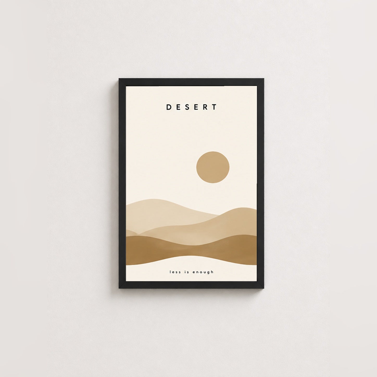 Çöl Huzuru – Minimal Çerçeveli Poster — Siyah — Paspartusuz — TabloLab