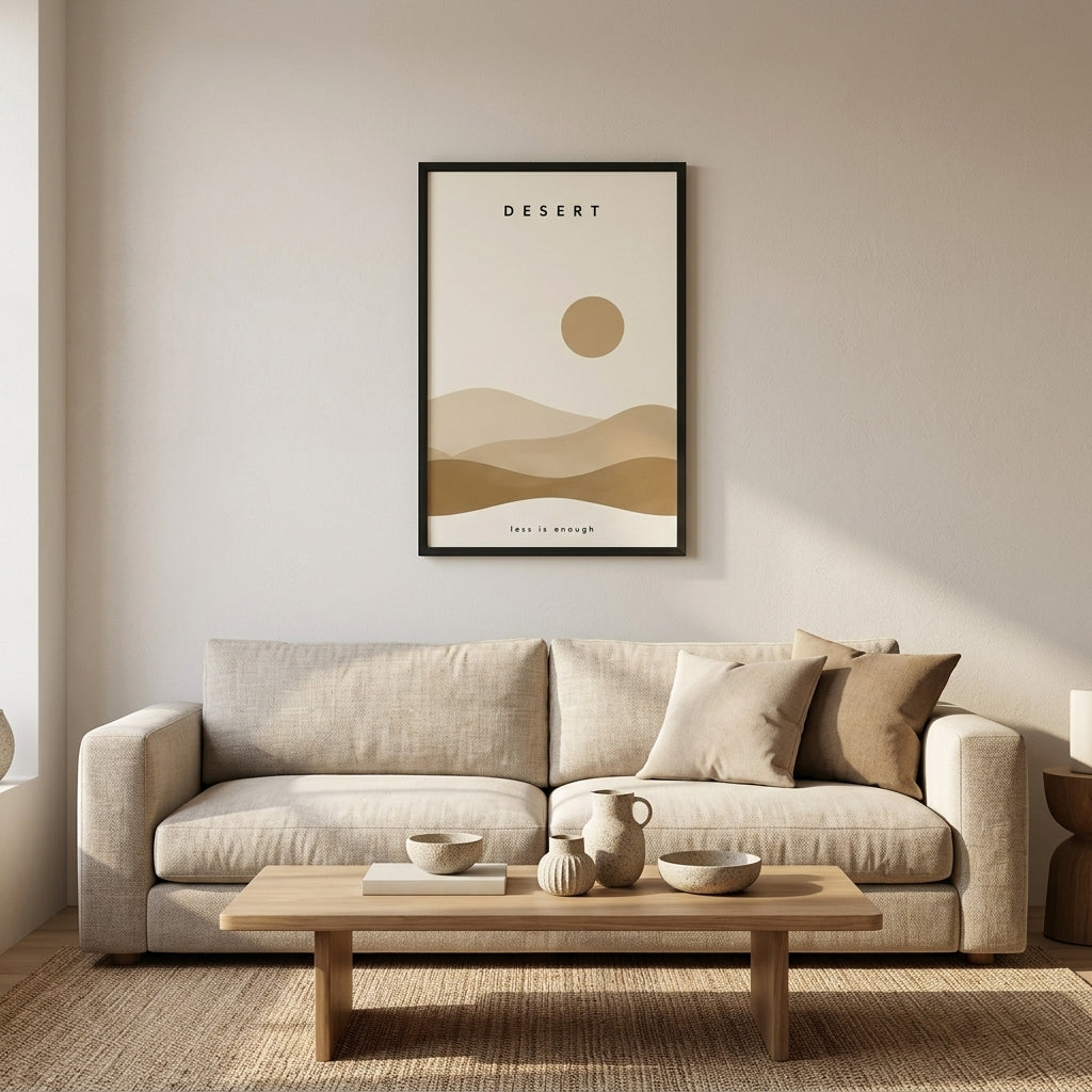 Çöl Huzuru – Minimal Çerçeveli Poster — Siyah — Paspartusuz — TabloLab