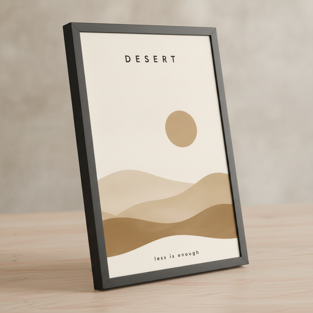 Çöl Huzuru – Minimal Çerçeveli Poster — Siyah — Paspartusuz — TabloLab