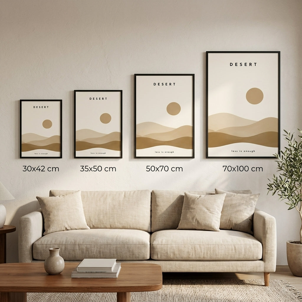 Çöl Huzuru – Minimal Çerçeveli Poster — Siyah — Paspartusuz — TabloLab