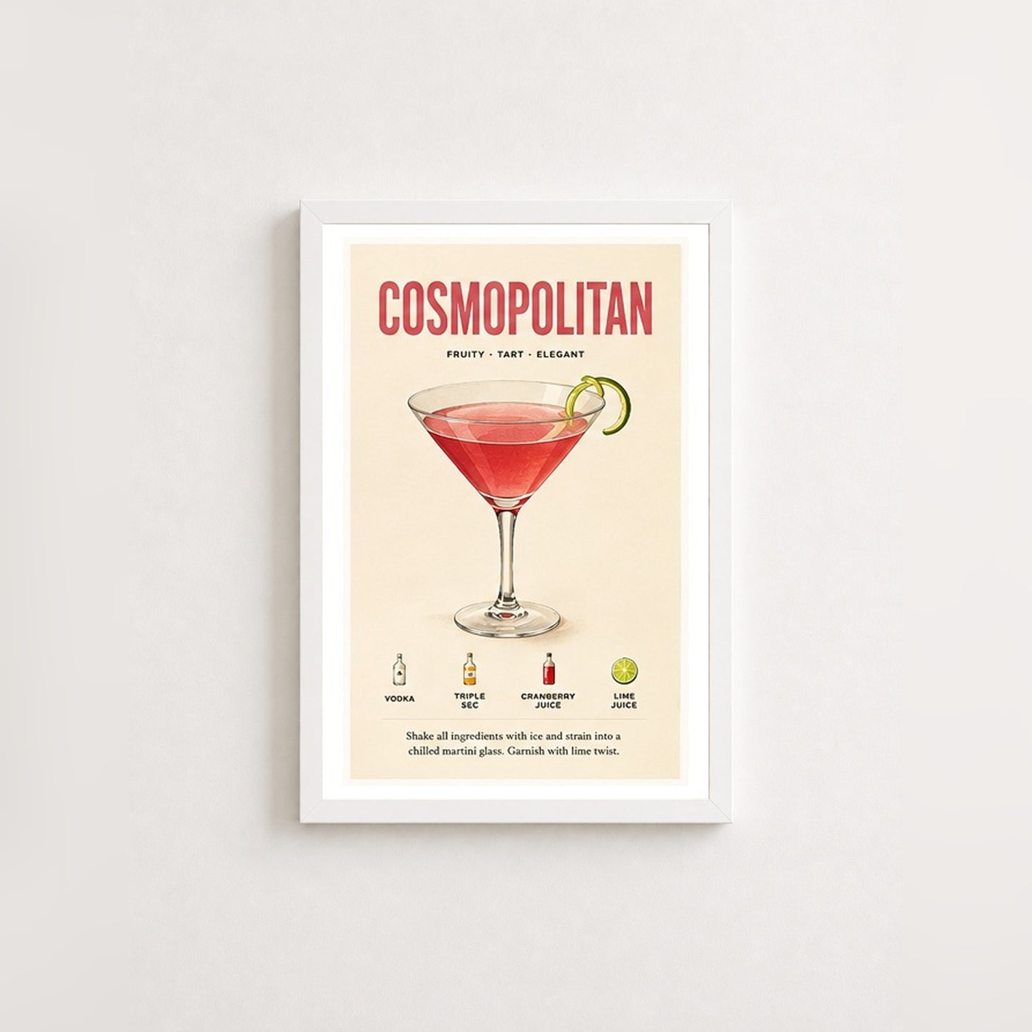Cosmopolitan Sanatı – Vintage Çerçeveli Poster — Beyaz — Paspartulu — TabloLab