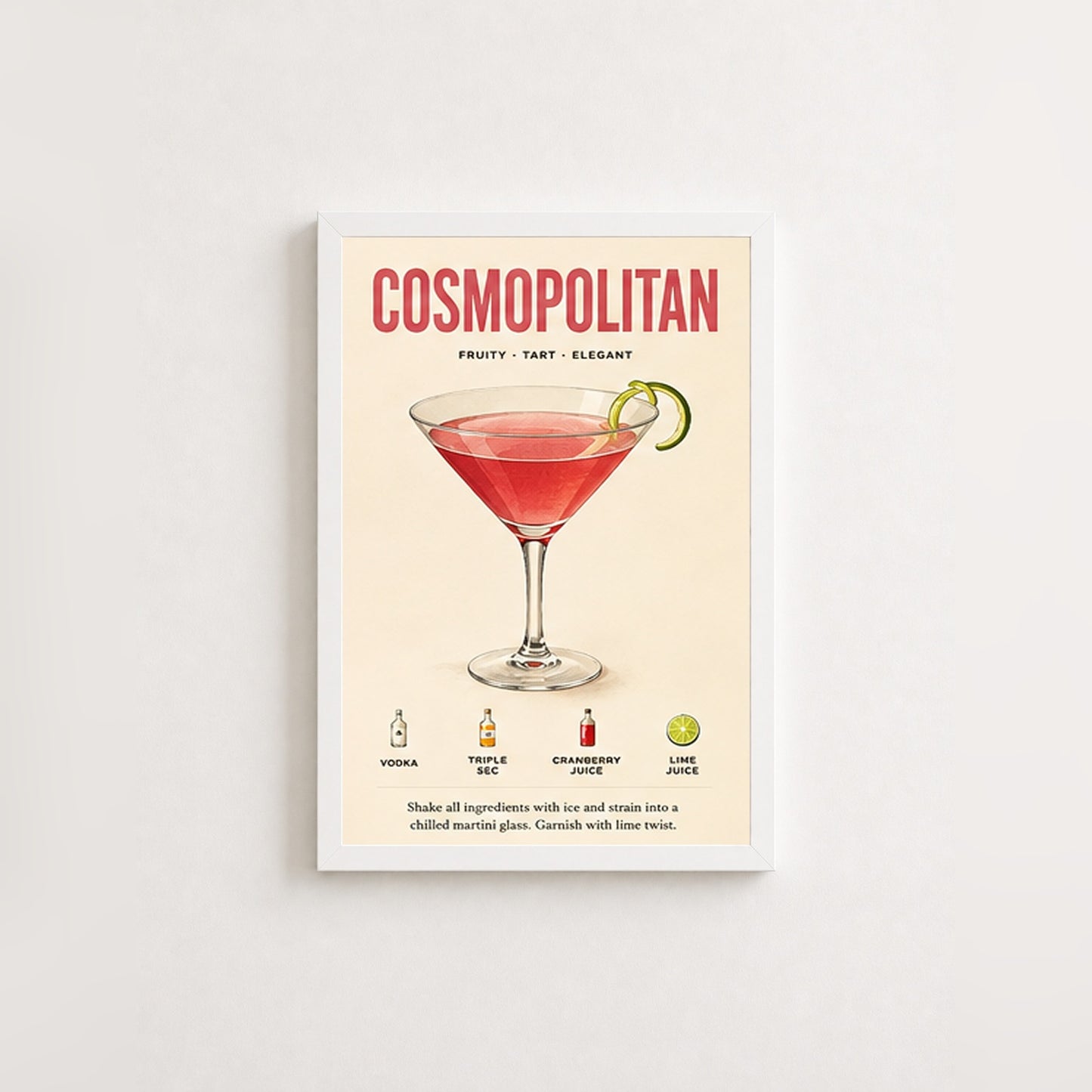 Cosmopolitan Sanatı – Vintage Çerçeveli Poster — Beyaz — Paspartusuz — TabloLab