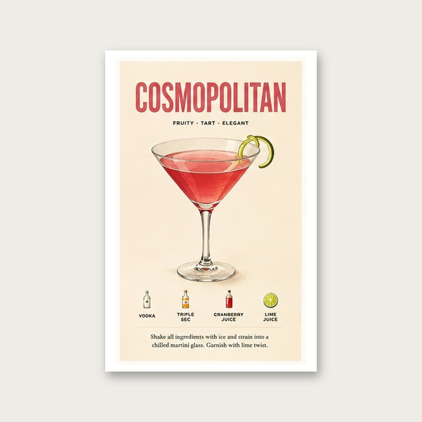 Cosmopolitan Sanatı – Vintage Çerçeveli Poster — Çerçevesiz — Paspartulu — TabloLab