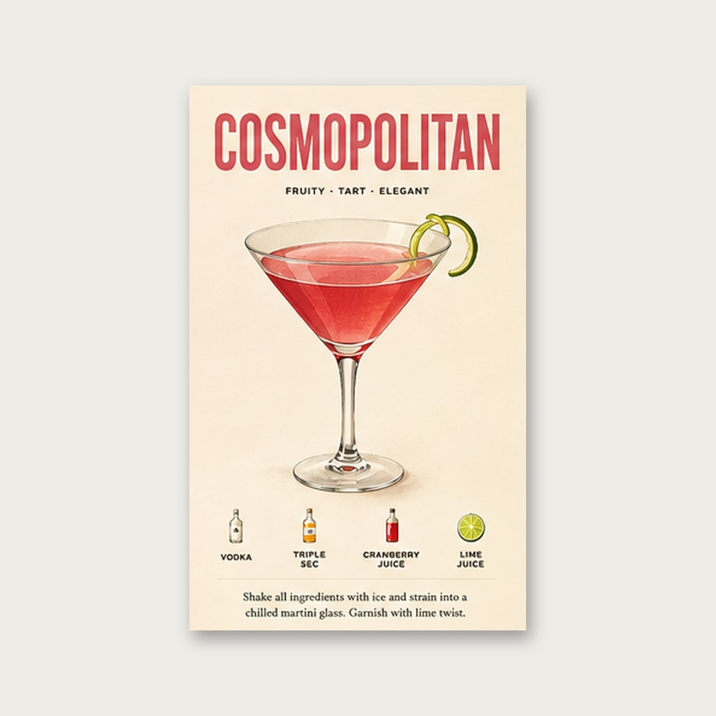 Cosmopolitan Sanatı – Vintage Çerçeveli Poster — Çerçevesiz — Paspartusuz — TabloLab