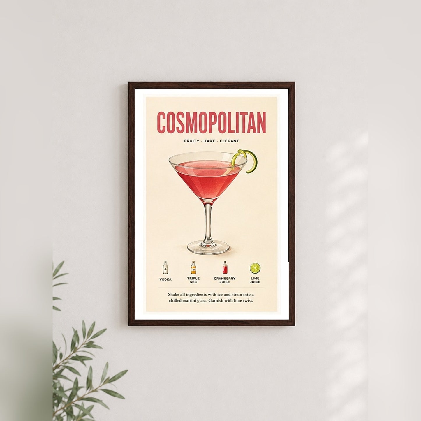 Cosmopolitan Sanatı – Vintage Çerçeveli Poster — Ceviz — Paspartulu — TabloLab