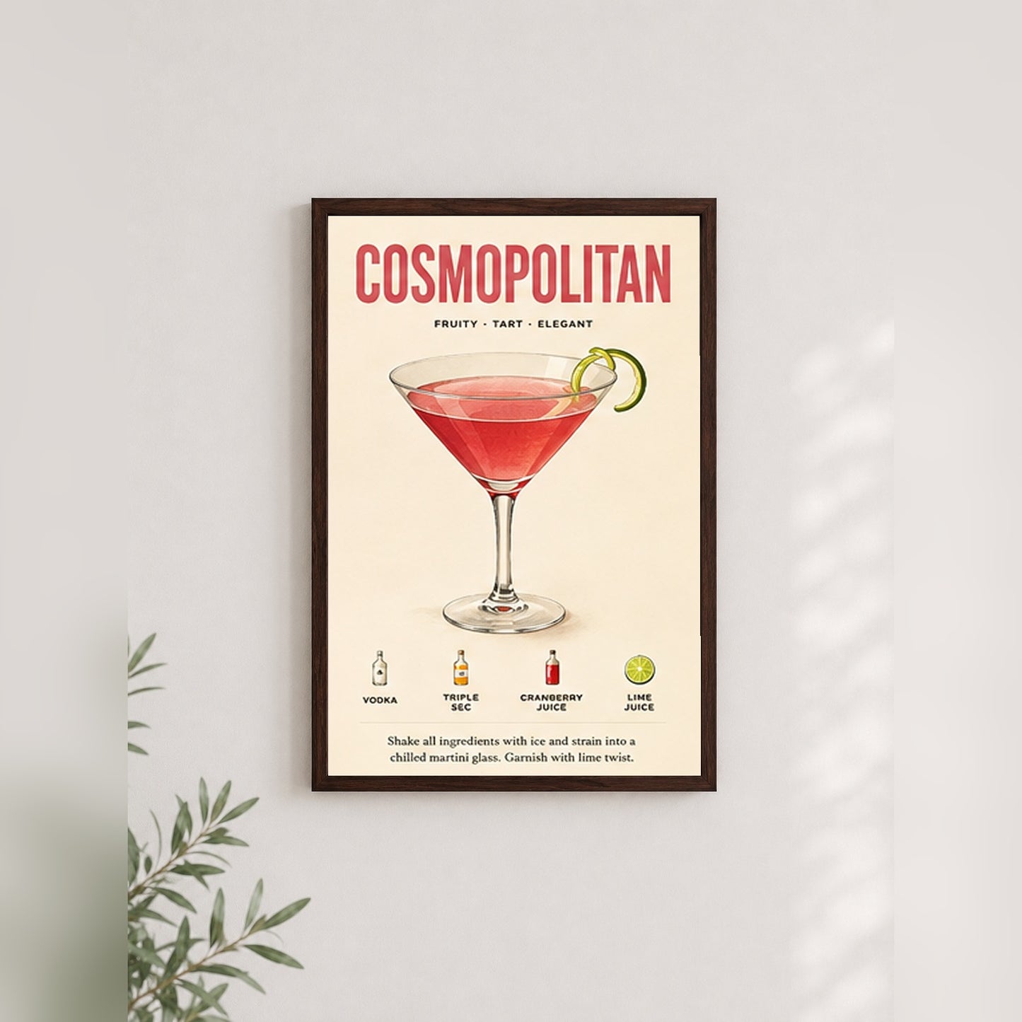 Cosmopolitan Sanatı – Vintage Çerçeveli Poster — Ceviz — Paspartusuz — TabloLab