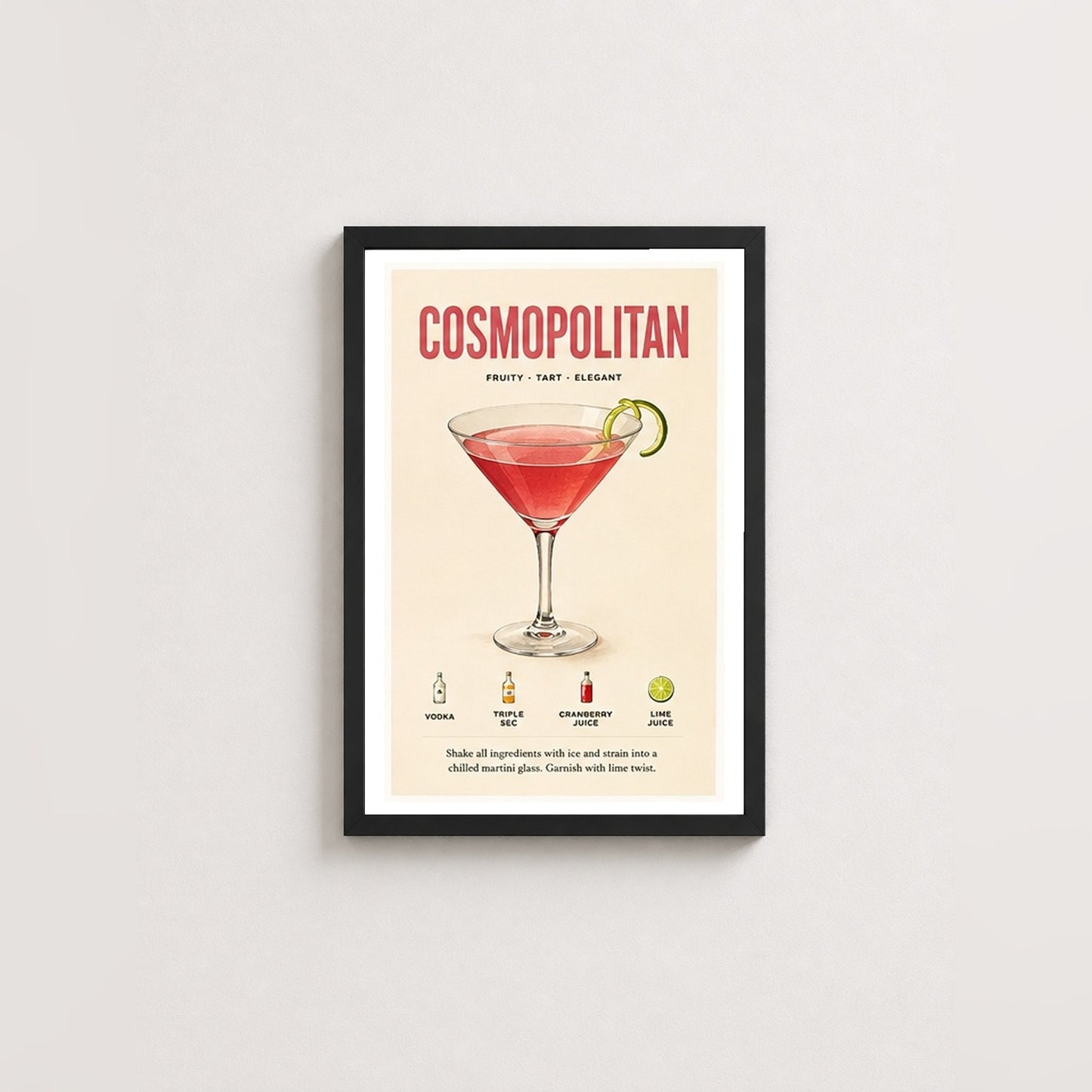 Cosmopolitan Sanatı – Vintage Çerçeveli Poster — Siyah — Paspartulu — TabloLab