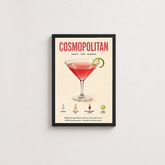 Cosmopolitan Sanatı – Vintage Çerçeveli Poster — Siyah — Paspartusuz — TabloLab