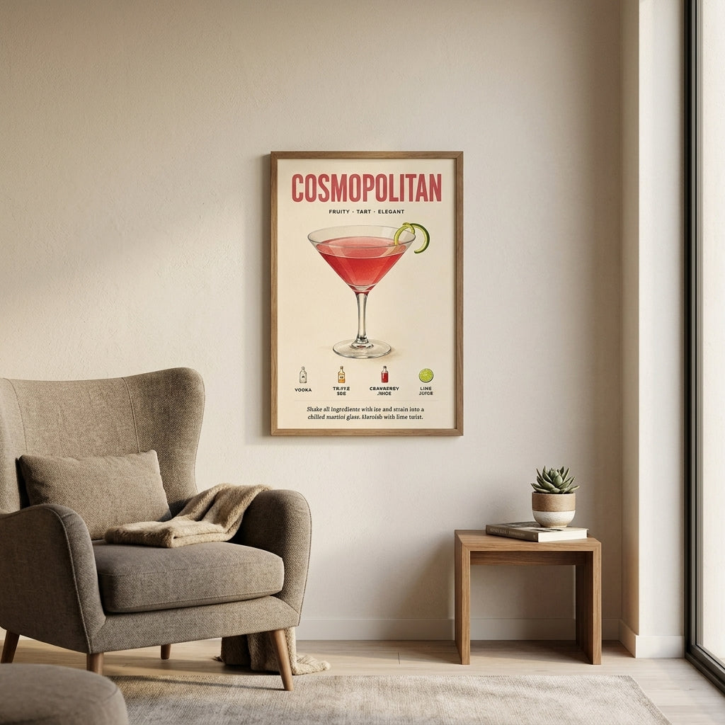 Cosmopolitan Sanatı – Vintage Çerçeveli Poster — Siyah — Paspartusuz — TabloLab