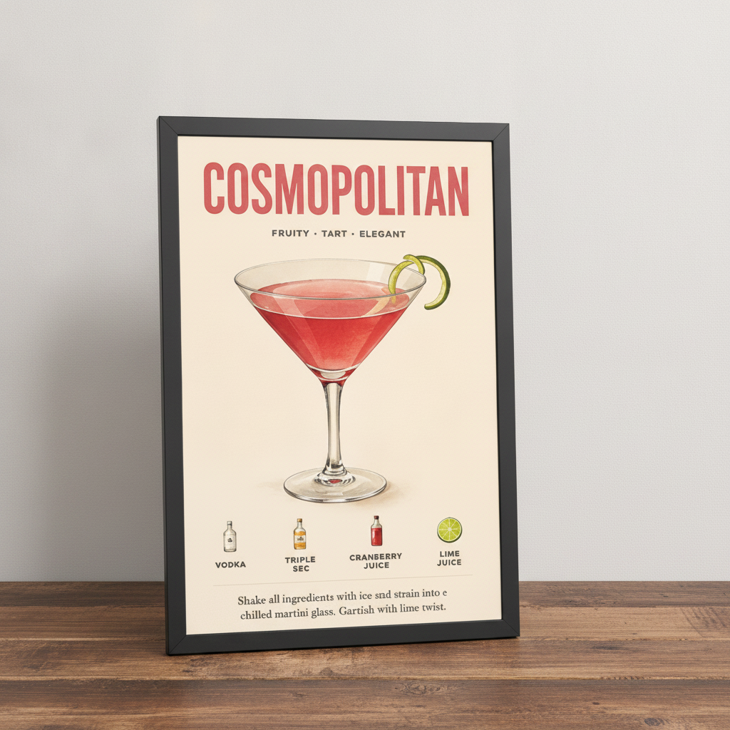 Cosmopolitan Sanatı – Vintage Çerçeveli Poster — Siyah — Paspartusuz — TabloLab