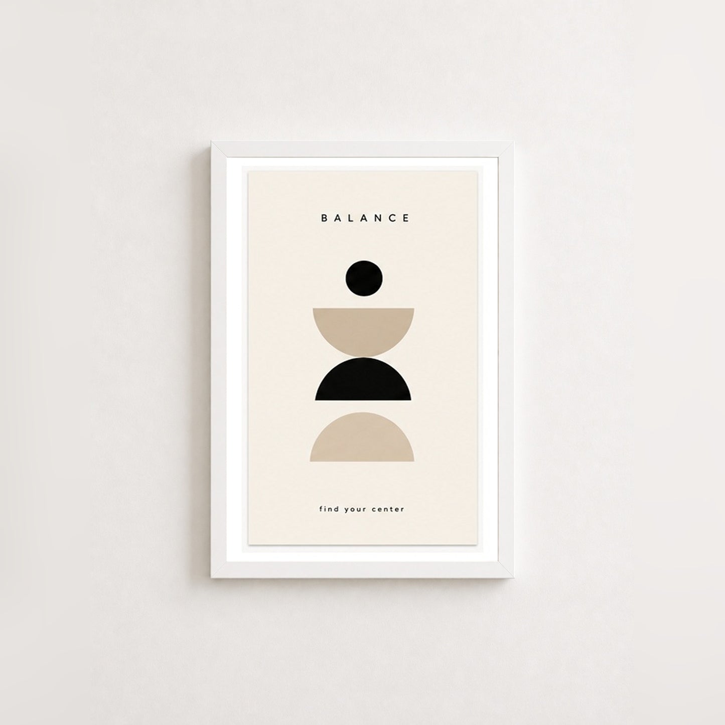 Denge Simetrisi – Modern Çerçeveli Poster — Beyaz — Paspartulu — TabloLab