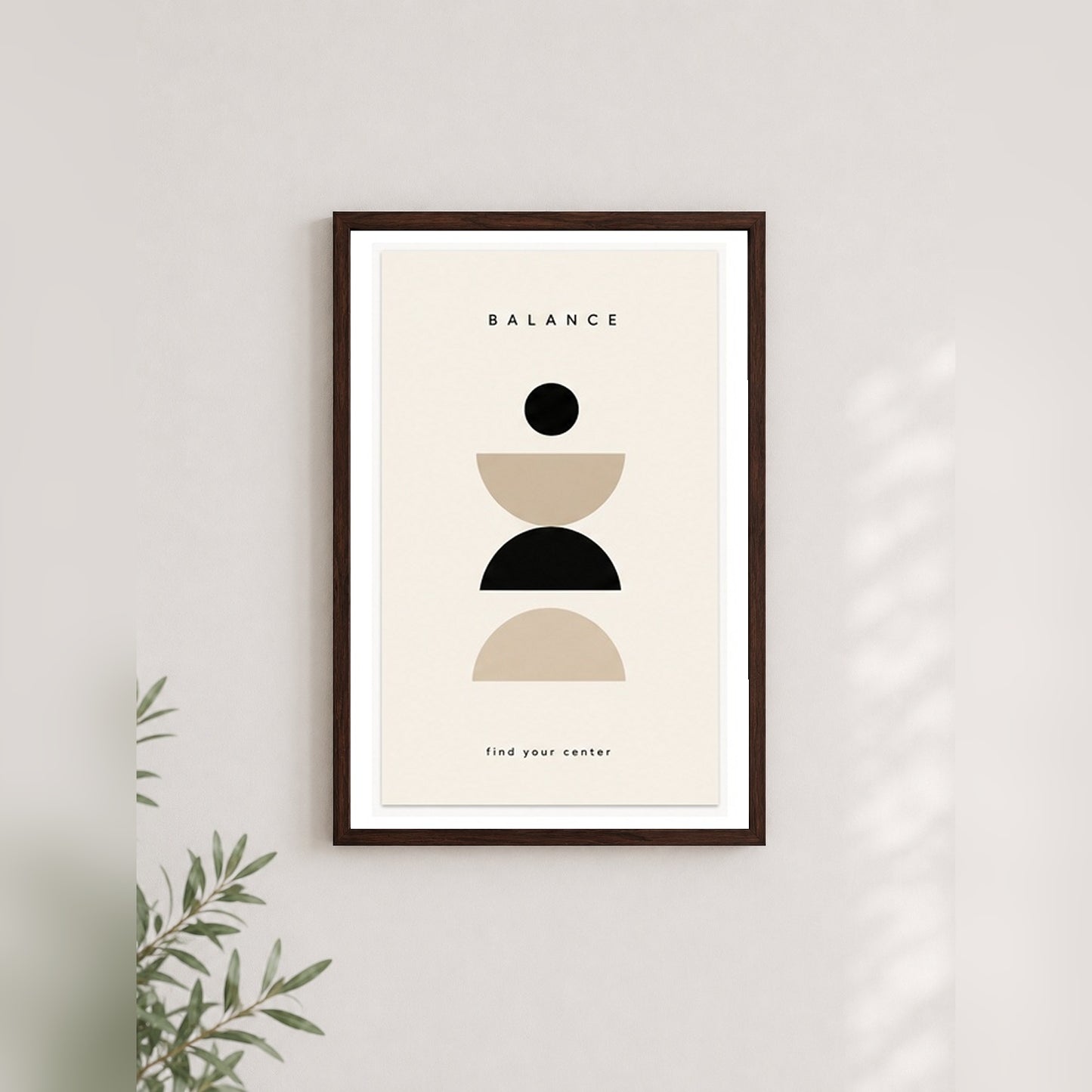 Denge Simetrisi – Modern Çerçeveli Poster — Ceviz — Paspartulu — TabloLab