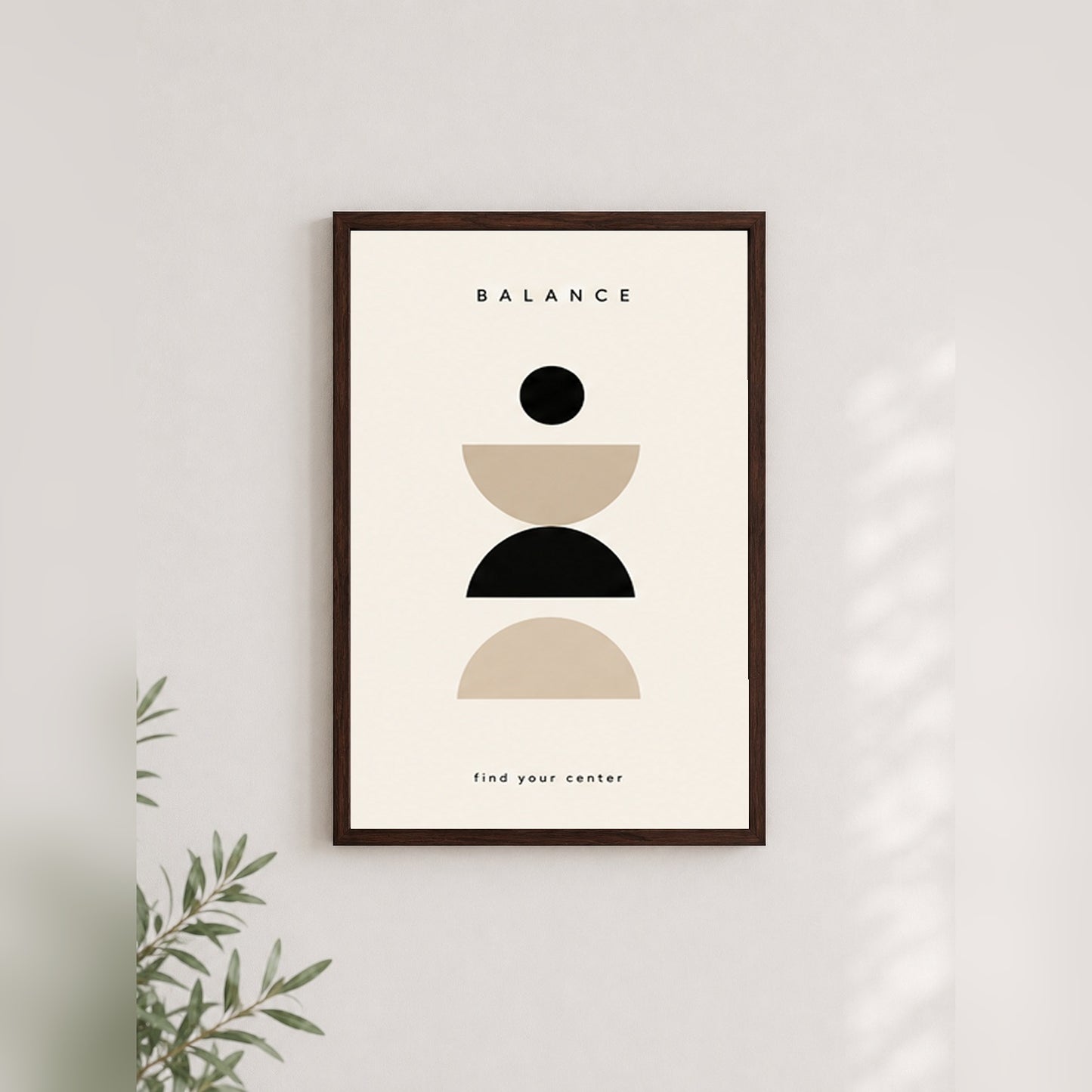 Denge Simetrisi – Modern Çerçeveli Poster — Ceviz — Paspartusuz — TabloLab
