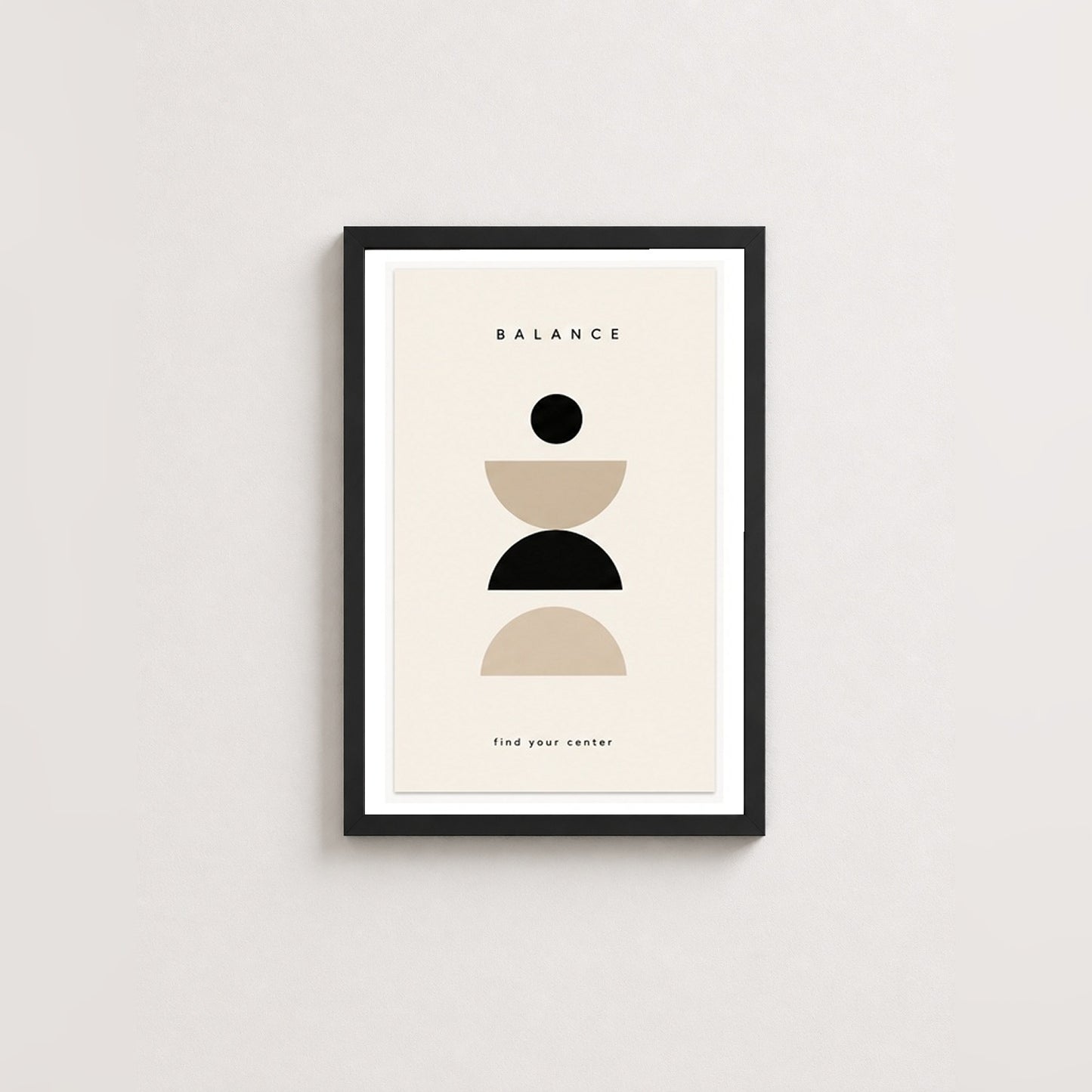 Denge Simetrisi – Modern Çerçeveli Poster — Siyah — Paspartulu — TabloLab