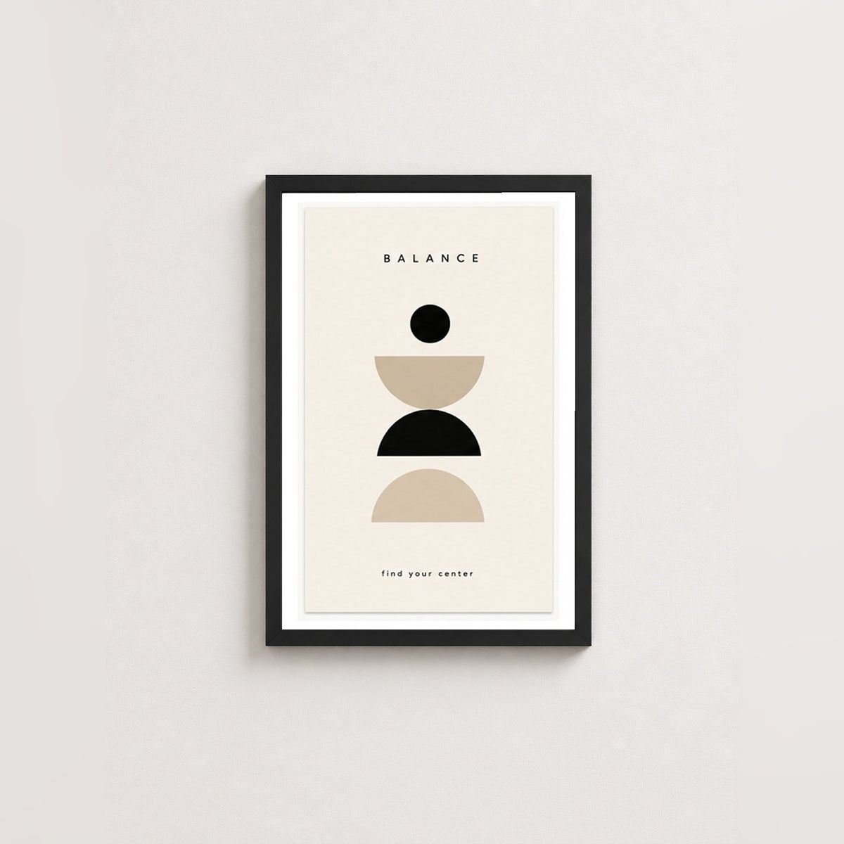 Denge Simetrisi – Modern Çerçeveli Poster — Siyah — Paspartulu — TabloLab