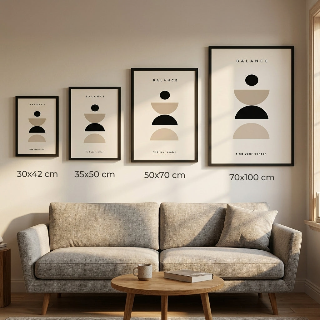Denge Simetrisi – Modern Çerçeveli Poster — Siyah — Paspartusuz — TabloLab