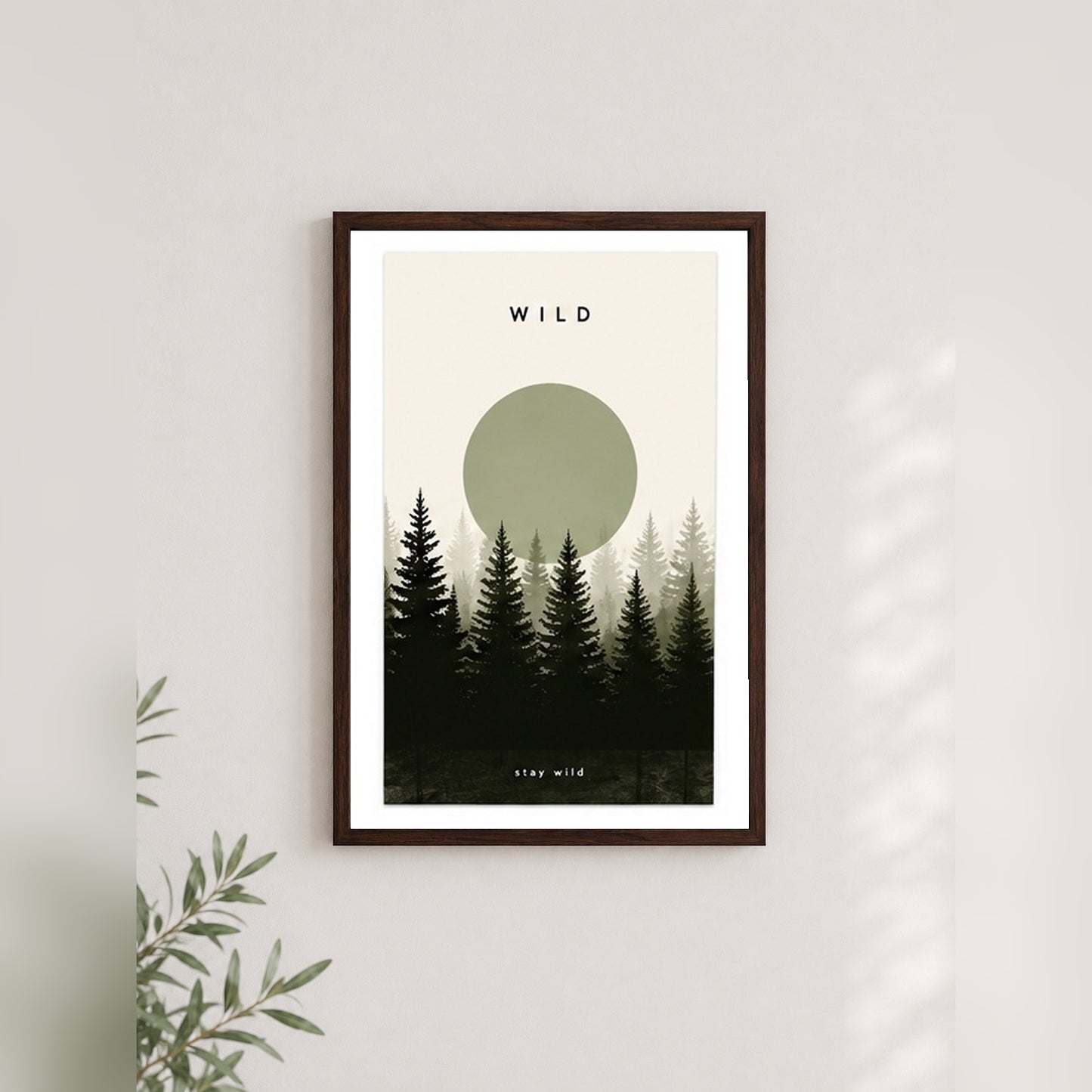 Doğanın Sakinliği – Minimal Çerçeveli Poster — Ceviz — Paspartulu — TabloLab