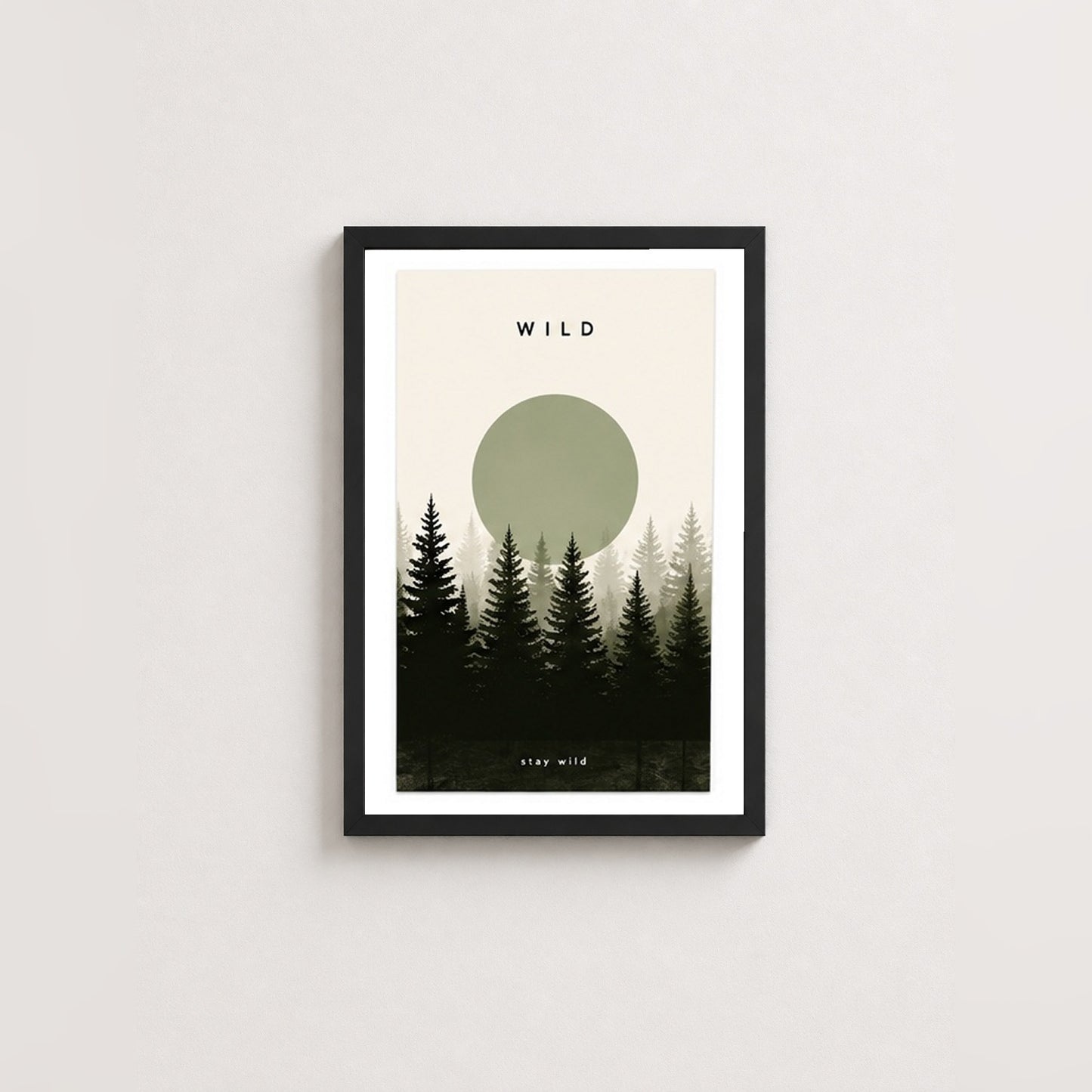 Doğanın Sakinliği – Minimal Çerçeveli Poster — Siyah — Paspartulu — TabloLab