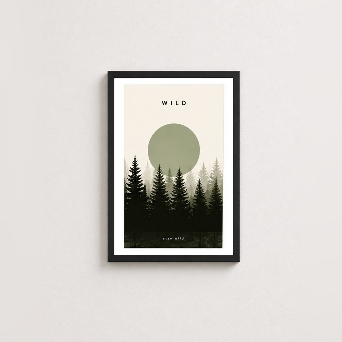 Doğanın Sakinliği – Minimal Çerçeveli Poster — Siyah — Paspartulu — TabloLab