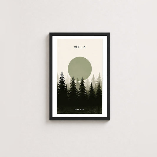 Doğanın Sakinliği – Minimal Çerçeveli Poster — Siyah — Paspartulu — TabloLab