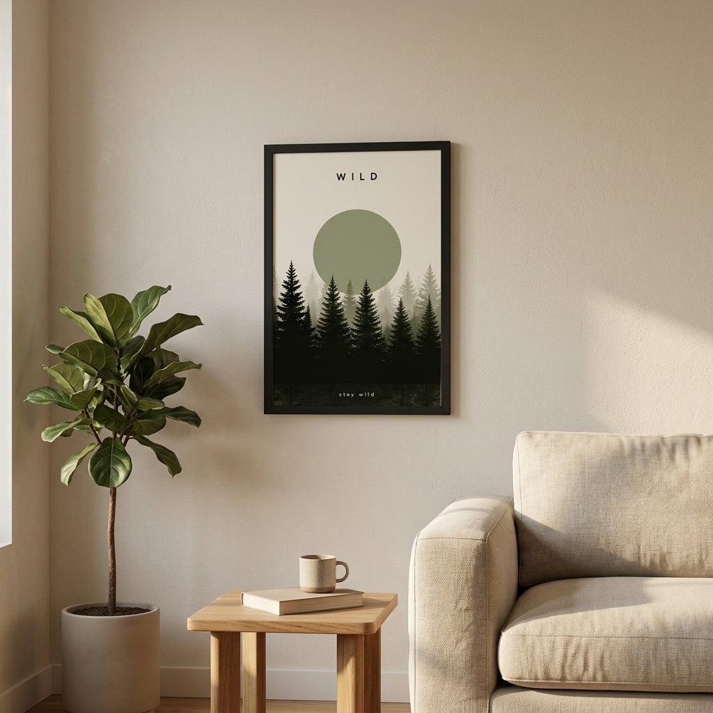 Doğanın Sakinliği – Minimal Çerçeveli Poster — Siyah — Paspartusuz — TabloLab