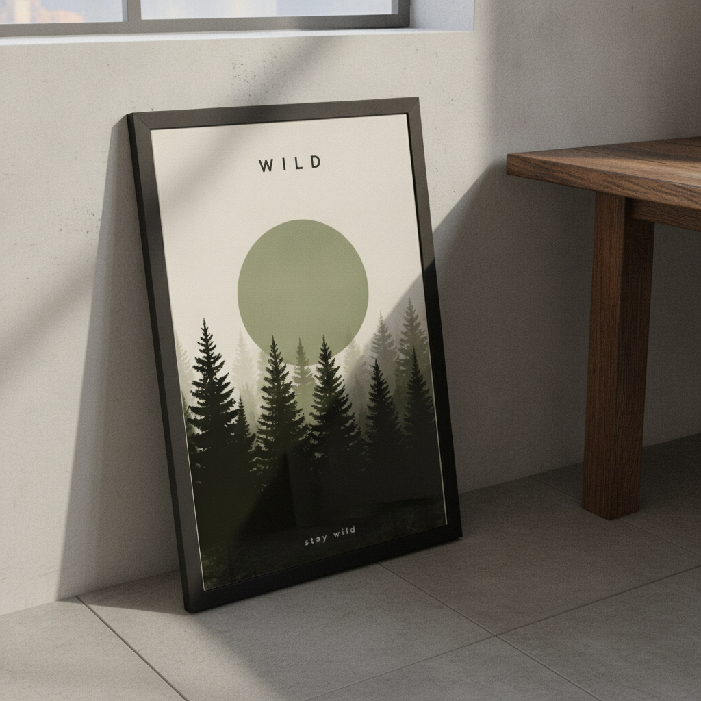 Doğanın Sakinliği – Minimal Çerçeveli Poster — Siyah — Paspartusuz — TabloLab