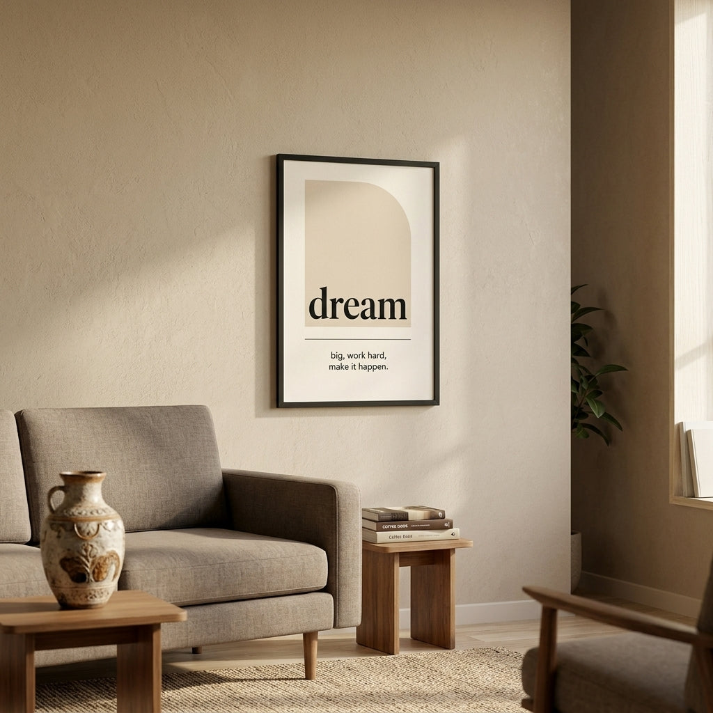 Dream Büyük – Modern Çerçeveli Poster — Siyah — Tam Baskı — TabloLab