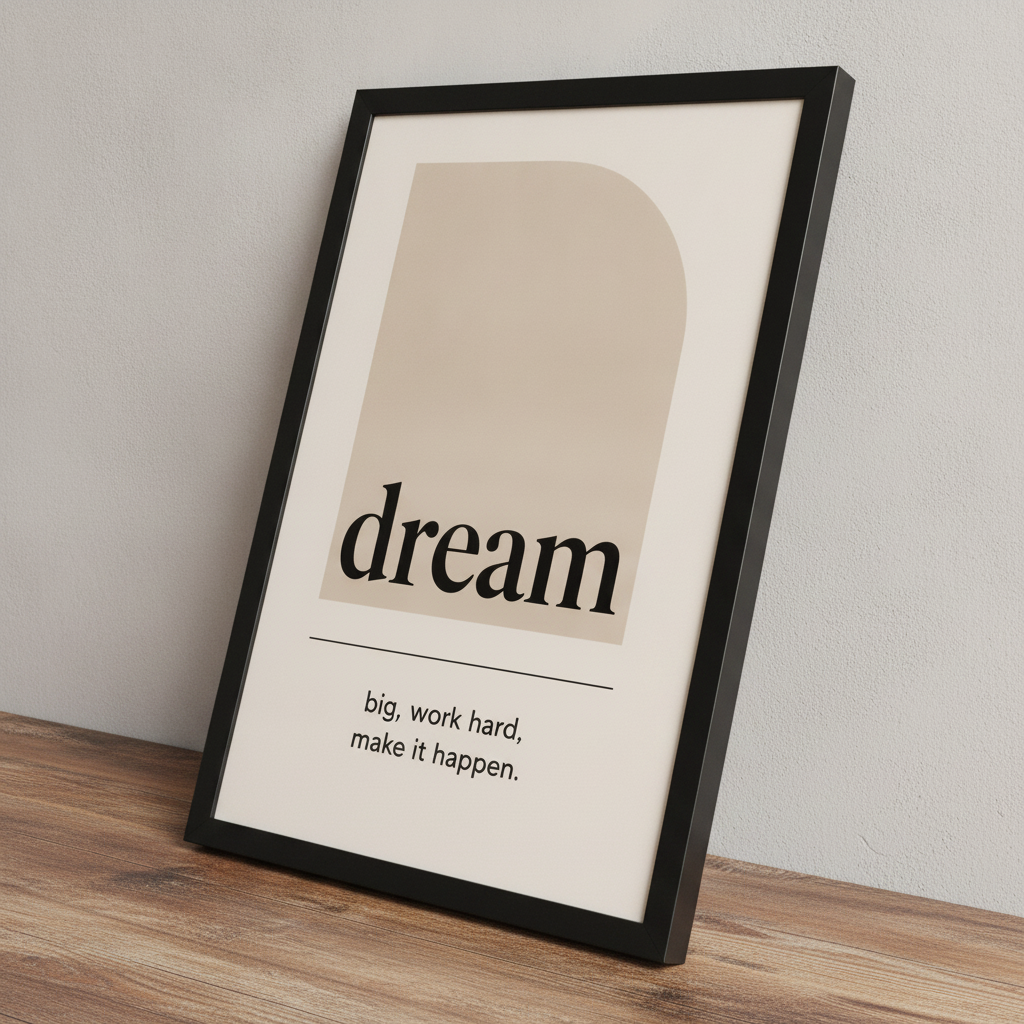 Dream Büyük – Modern Çerçeveli Poster — Siyah — Tam Baskı — TabloLab