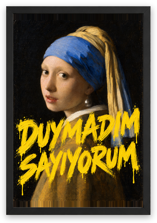 Duymadım Sayıyorum — İnci — özgün eser üzeri yazılı hazır tasarım, Siyah çerçeve