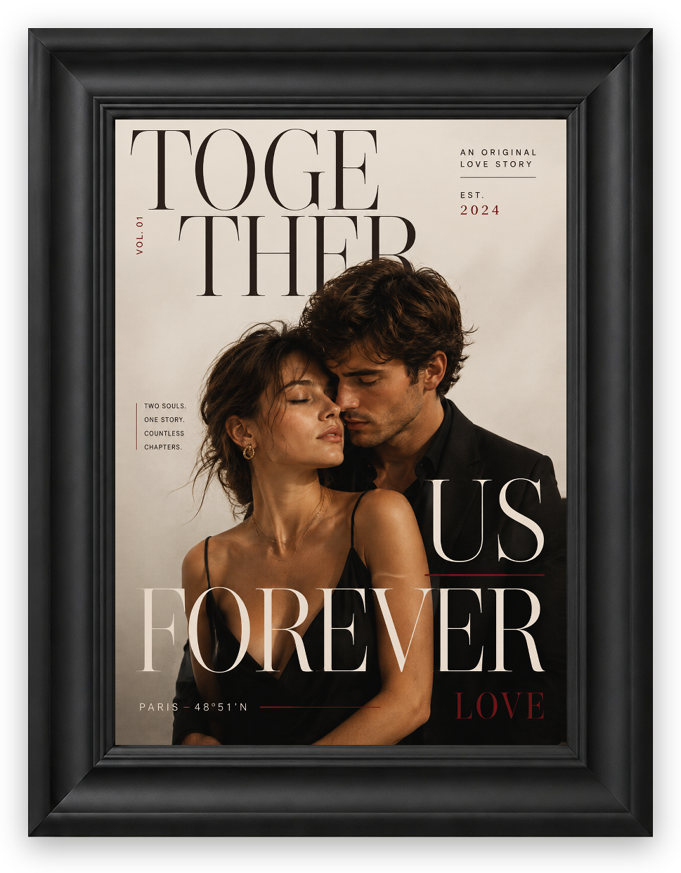 Editorial Love - Romantik Çift Posteri — Galeri Çerçeve — TabloLab