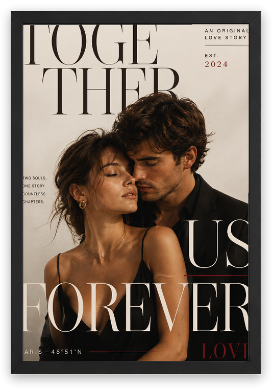 Editorial Love - Romantik Çift Posteri — Siyah Çerçeve — TabloLab