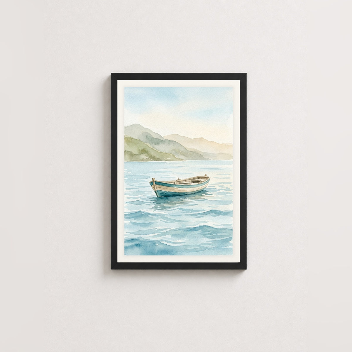 Ege Esintisi – Japandi Çerçeveli Poster — Siyah — Beyaz Kenarlı — TabloLab