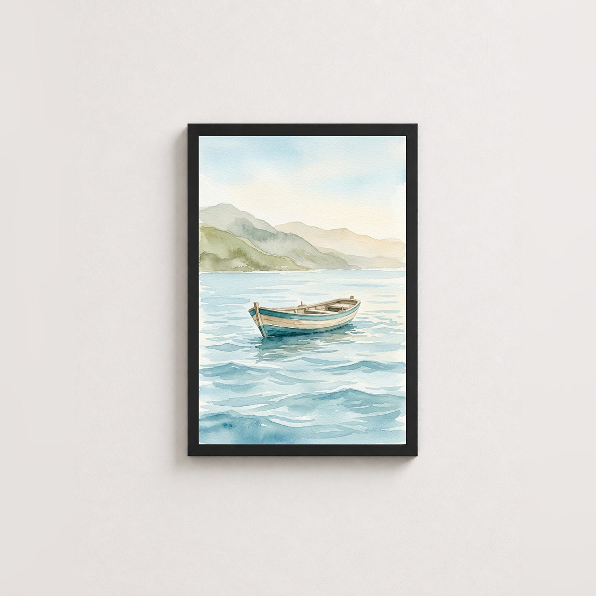 Ege Esintisi – Japandi Çerçeveli Poster — Siyah — Tam Baskı — TabloLab