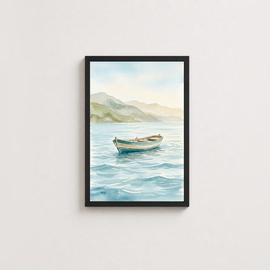 Ege Esintisi – Japandi Çerçeveli Poster — Siyah — Tam Baskı — TabloLab