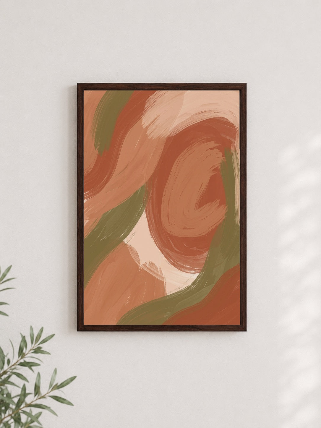 Fırça Dokunuşları – Boho Çerçeveli Poster — Ceviz Çerçeve — TabloLab