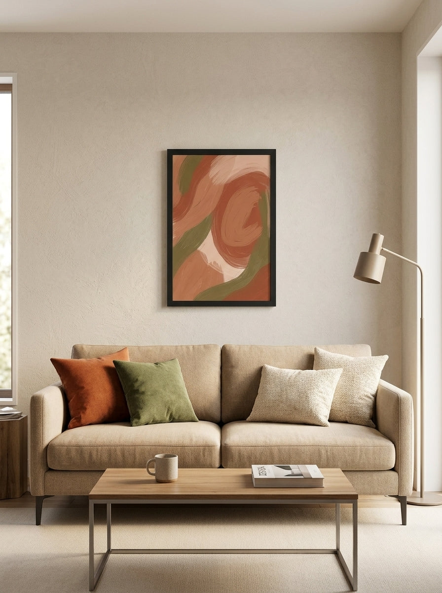 Fırça Dokunuşları – Boho Çerçeveli Poster — Siyah Çerçeve — TabloLab