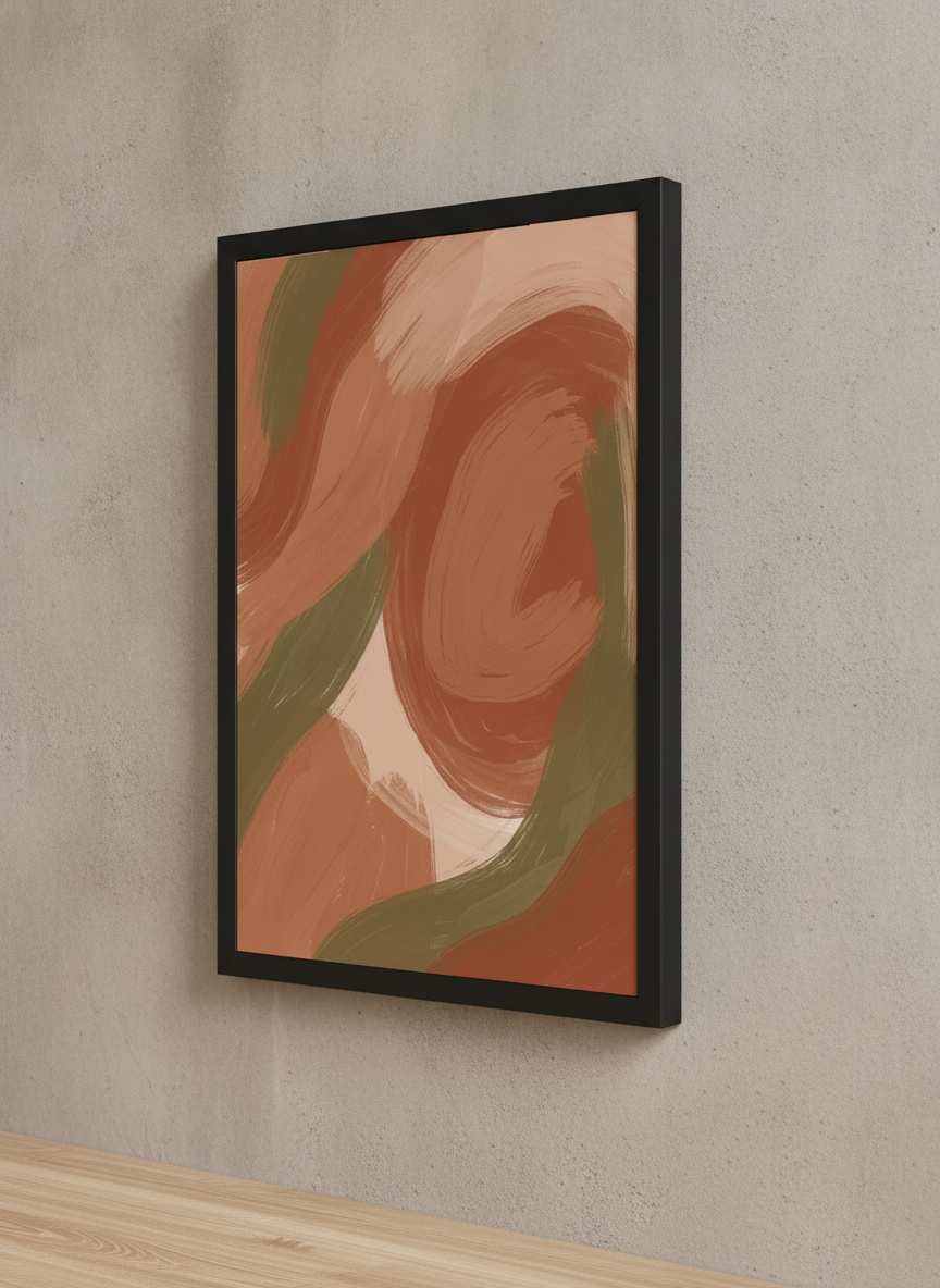 Fırça Dokunuşları – Boho Çerçeveli Poster — Siyah Çerçeve — TabloLab