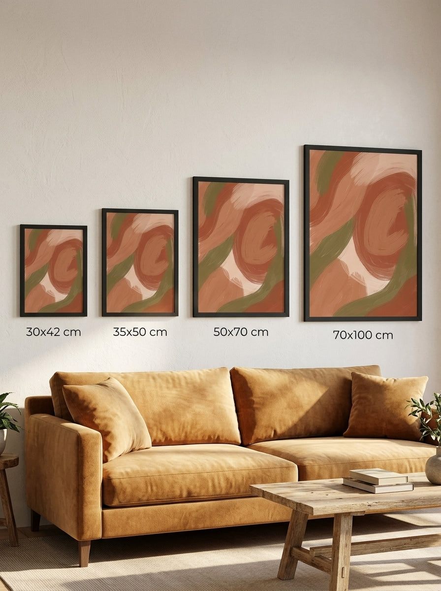 Fırça Dokunuşları – Boho Çerçeveli Poster — Siyah Çerçeve — TabloLab